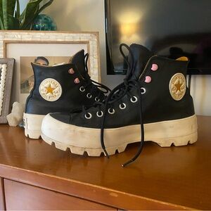 Converse Women's Black and Pink Chunky Sneakers